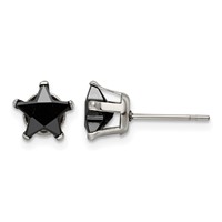 Chisel Stainless Steel Polished 7mm Black Star CZ Stud Post Earrings view 1