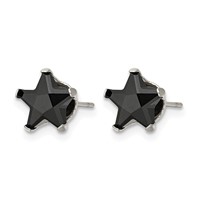 Chisel Stainless Steel Polished 8mm Black Star CZ Stud Post Earrings view 3