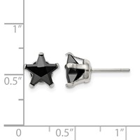 Chisel Stainless Steel Polished 8mm Black Star CZ Stud Post Earrings view 5