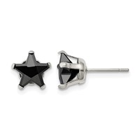 Chisel Stainless Steel Polished 8mm Black Star CZ Stud Post Earrings view 1