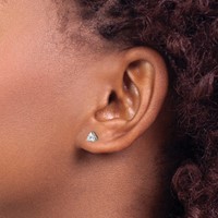 Chisel Stainless Steel Polished 4mm Triangle CZ Stud Post Earrings view 4