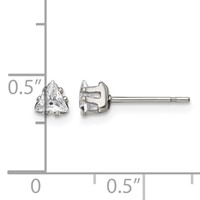 Chisel Stainless Steel Polished 4mm Triangle CZ Stud Post Earrings view 5