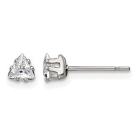 Chisel Stainless Steel Polished 4mm Triangle CZ Stud Post Earrings view 1