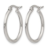 Chisel Stainless Steel Polished 22mm Diameter 2mm Hoop Earrings view 3