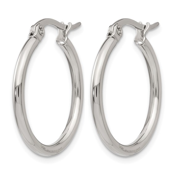 Chisel Stainless Steel Polished 22mm Diameter 2mm Hoop Earrings