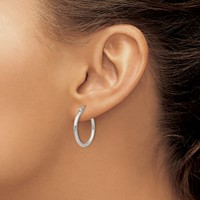 Chisel Stainless Steel Polished 22mm Diameter 2mm Hoop Earrings view 4