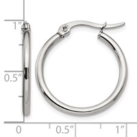 Chisel Stainless Steel Polished 22mm Diameter 2mm Hoop Earrings view 5