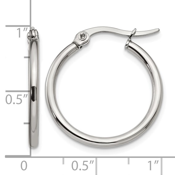 Chisel Stainless Steel Polished 22mm Diameter 2mm Hoop Earrings
