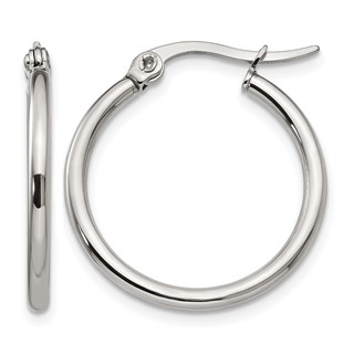 Chisel Stainless Steel Polished 22mm Diameter 2mm Hoop Earrings