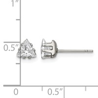 Chisel Stainless Steel Polished 5mm Triangle CZ Stud Post Earrings view 5
