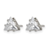 Chisel Stainless Steel Polished 6mm Triangle CZ Stud Post Earrings view 3