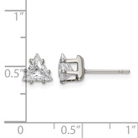 Chisel Stainless Steel Polished 6mm Triangle CZ Stud Post Earrings view 5