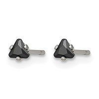 Chisel Stainless Steel Polished 3mm Black Triangle CZ Stud Post Earrings view 3