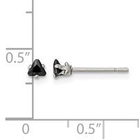 Chisel Stainless Steel Polished 3mm Black Triangle CZ Stud Post Earrings view 5