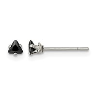 Chisel Stainless Steel Polished 3mm Black Triangle CZ Stud Post Earrings view 1