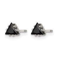 Chisel Stainless Steel Polished 4mm Black Triangle CZ Stud Post Earrings view 3