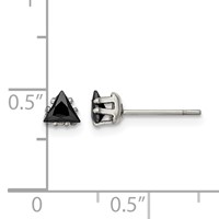 Chisel Stainless Steel Polished 4mm Black Triangle CZ Stud Post Earrings view 5
