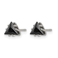 Chisel Stainless Steel Polished 5mm Black Triangle CZ Stud Post Earrings view 3