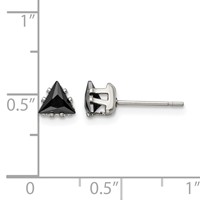 Chisel Stainless Steel Polished 5mm Black Triangle CZ Stud Post Earrings view 5