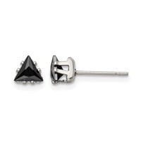 Chisel Stainless Steel Polished 5mm Black Triangle CZ Stud Post Earrings view 1