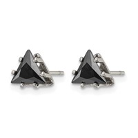 Chisel Stainless Steel Polished 6mm Black Triangle CZ Stud Post Earrings view 3