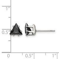 Chisel Stainless Steel Polished 6mm Black Triangle CZ Stud Post Earrings view 5