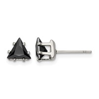 Chisel Stainless Steel Polished 6mm Black Triangle CZ Stud Post Earrings view 1