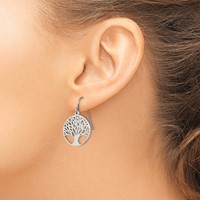Chisel Stainless Steel Polished Tree of Life Cut-out Shepherd Hook Earrings view 4