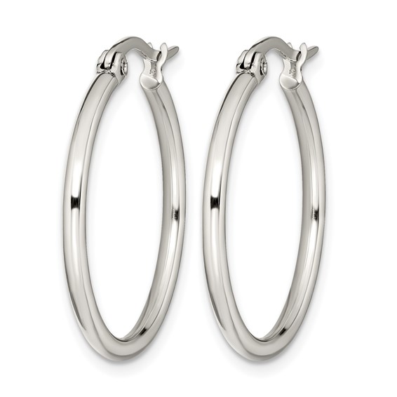 Chisel Stainless Steel Polished 27mm Diameter 2mm Hoop Earrings