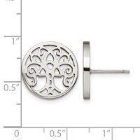 Chisel Stainless Steel Polished Tree of Life Post Earrings view 5