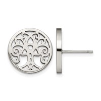 Chisel Stainless Steel Polished Tree of Life Post Earrings view 1