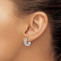 Chisel Stainless Steel Polished Earrings with 2 Rows of CZ 2.3mm Hinged Hoop view 4