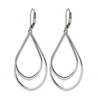 Chisel Stainless Steel Polished Double Teardrop Dangle Leverback Earrings view 3