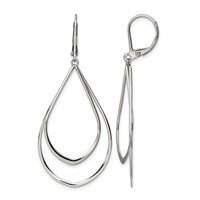 Chisel Stainless Steel Polished Double Teardrop Dangle Leverback Earrings view 1