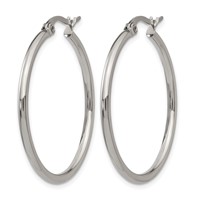Chisel Stainless Steel Polished 32.5mm Diameter 2mm Hoop Earrings view 3