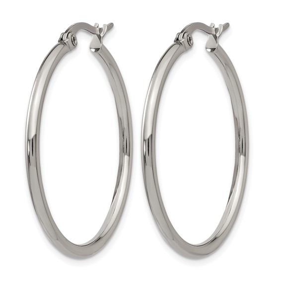 Chisel Stainless Steel Polished 32.5mm Diameter 2mm Hoop Earrings