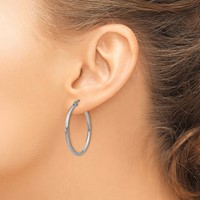Chisel Stainless Steel Polished 32.5mm Diameter 2mm Hoop Earrings view 4