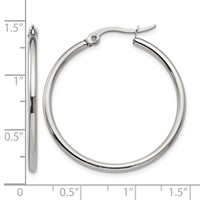 Chisel Stainless Steel Polished 32.5mm Diameter 2mm Hoop Earrings view 5