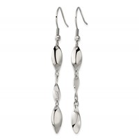 Chisel Stainless Steel Polished Twisted Dangle Shepherd Hook Earrings view 3
