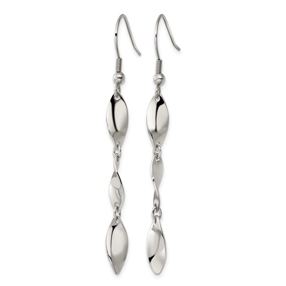 Chisel Stainless Steel Polished Twisted Dangle Shepherd Hook Earrings