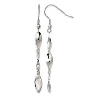 Chisel Stainless Steel Polished Twisted Dangle Shepherd Hook Earrings view 1
