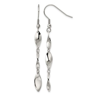 Chisel Stainless Steel Polished Twisted Dangle Shepherd Hook Earrings