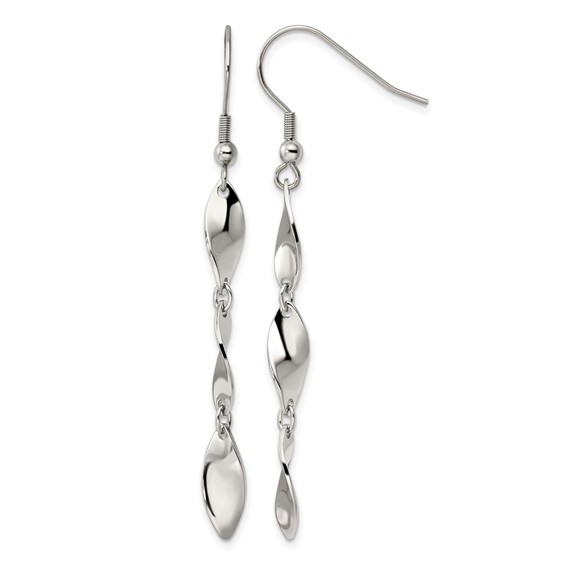 Chisel Stainless Steel Polished Twisted Dangle Shepherd Hook Earrings