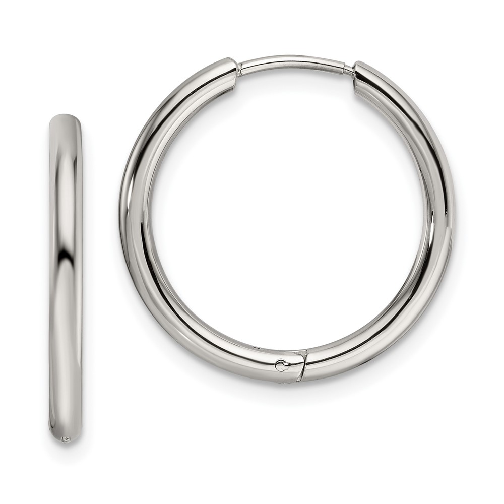 Stainless Steel Polished 19.60mm Endless Hinged Hoop Earrings | eBay