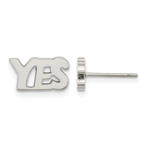 Stainless Steel Polished Yes Post Earrings