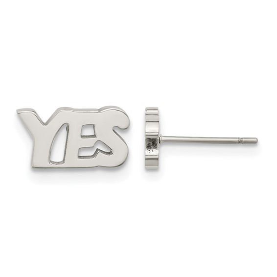 Stainless Steel Polished YES Post Earrings