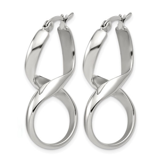 Chisel Stainless Steel Polished Infinity Symbol Twist Hoop Earrings