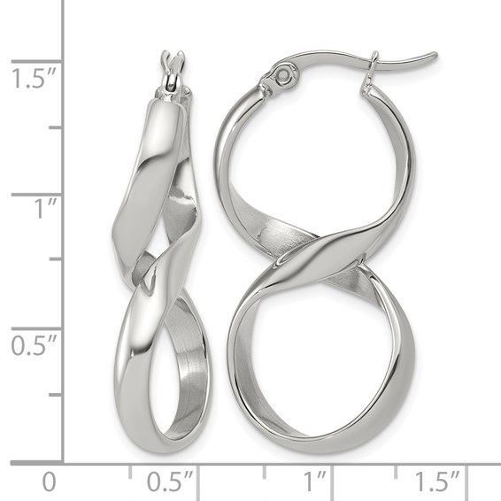 Chisel Stainless Steel Polished Infinity Symbol Twist Hoop Earrings