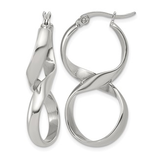 Chisel Stainless Steel Polished Infinity Symbol Twist Hoop Earrings