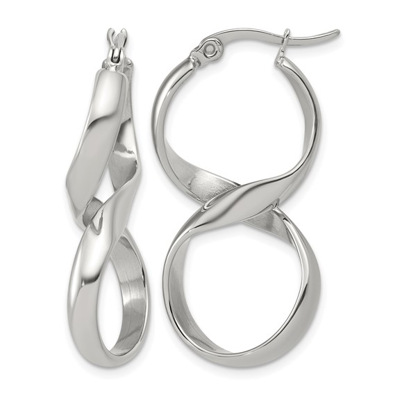 Chisel Stainless Steel Polished Infinity Symbol Twist Hoop Earrings